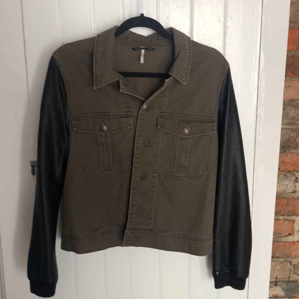 Free People denim and faux leather jacket